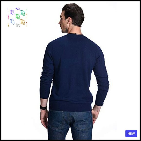 Men's Cashmere Crewneck Sweater Classic Pullover Luxurious Tailored Fit - Picture 3 of 5